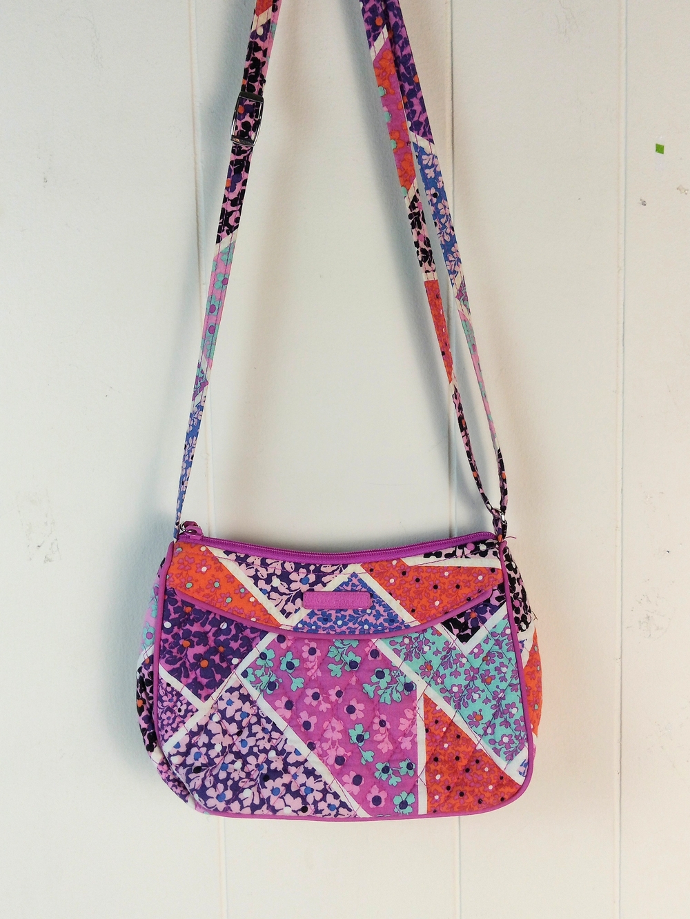Vera Bradley Colorful Quilted Patchwork Crossbody Bag - Purple Pink Orange